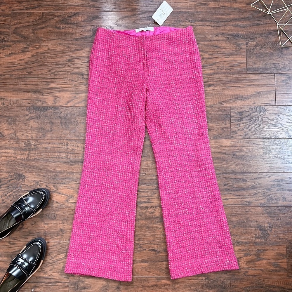 Trina Turk • vintage Y2K Didi Pant pink tweed flare low rise Barbie barbiecore
